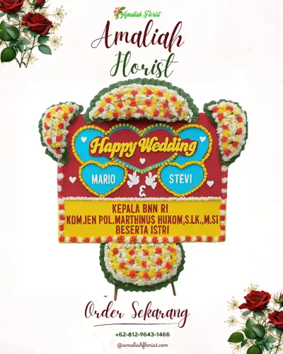 Karangan Papan Bunga Pernikahan di Loto